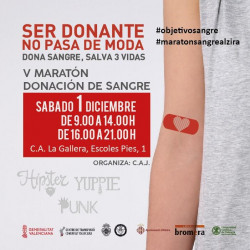 Cartel V Maratón de donación de sangre. Alzira
